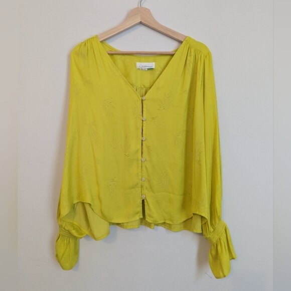 Anthropologie Chartreuse Blouse - Picture 1 of 7